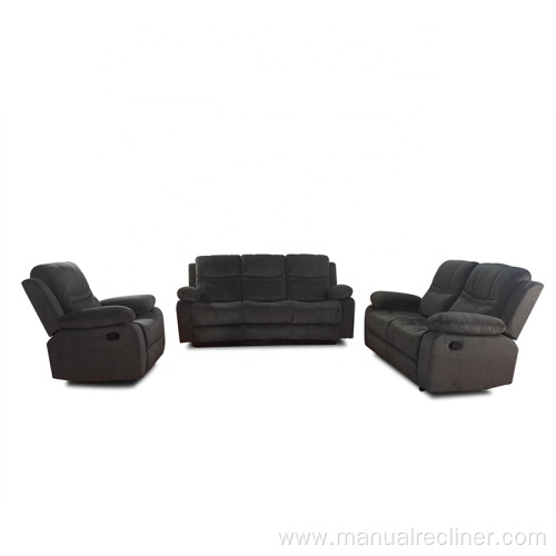 Durable Velvet Fabric Recliner Sofa Set